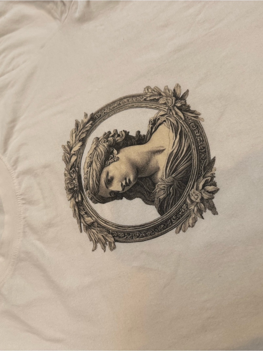 Maeve | Anthropologie White Short Sleeve Tee with Classical Portrait Medallion - Picture 11 of 11